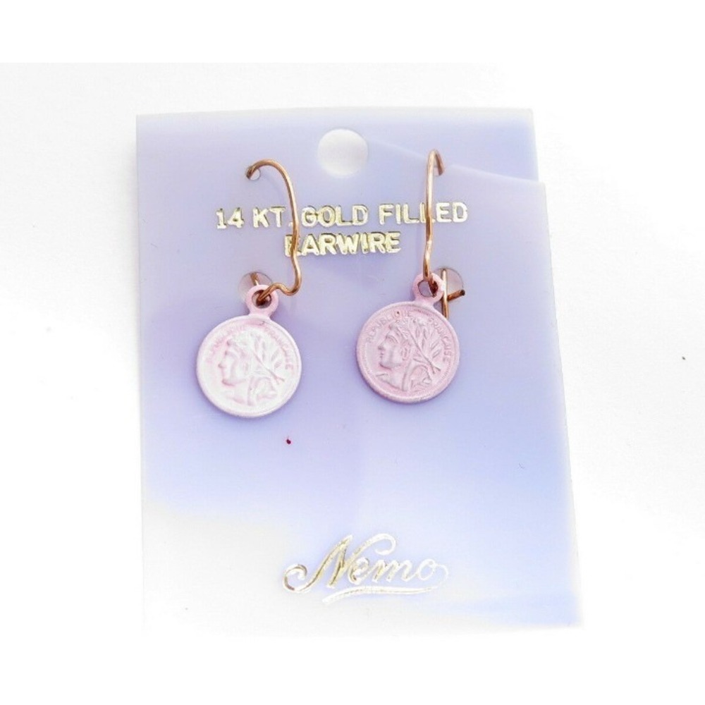 Vtg‎ Nemo Pale Pink intaglio Face Earring